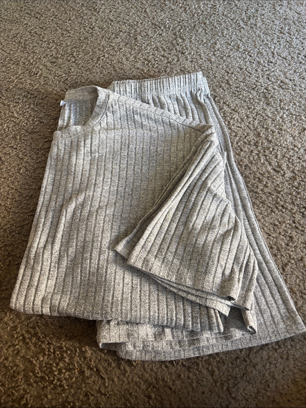 Cozy Ribbed Knit Two-Piece Set in Heather Gray